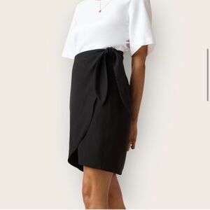 Vetta Capsule Wrap Skirt Tencel | XS | Black Side Tie Tulip Hem Capsule Eco